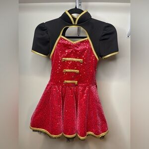Weissman Red and Black Sequin Dance Costume with Gold Trim
